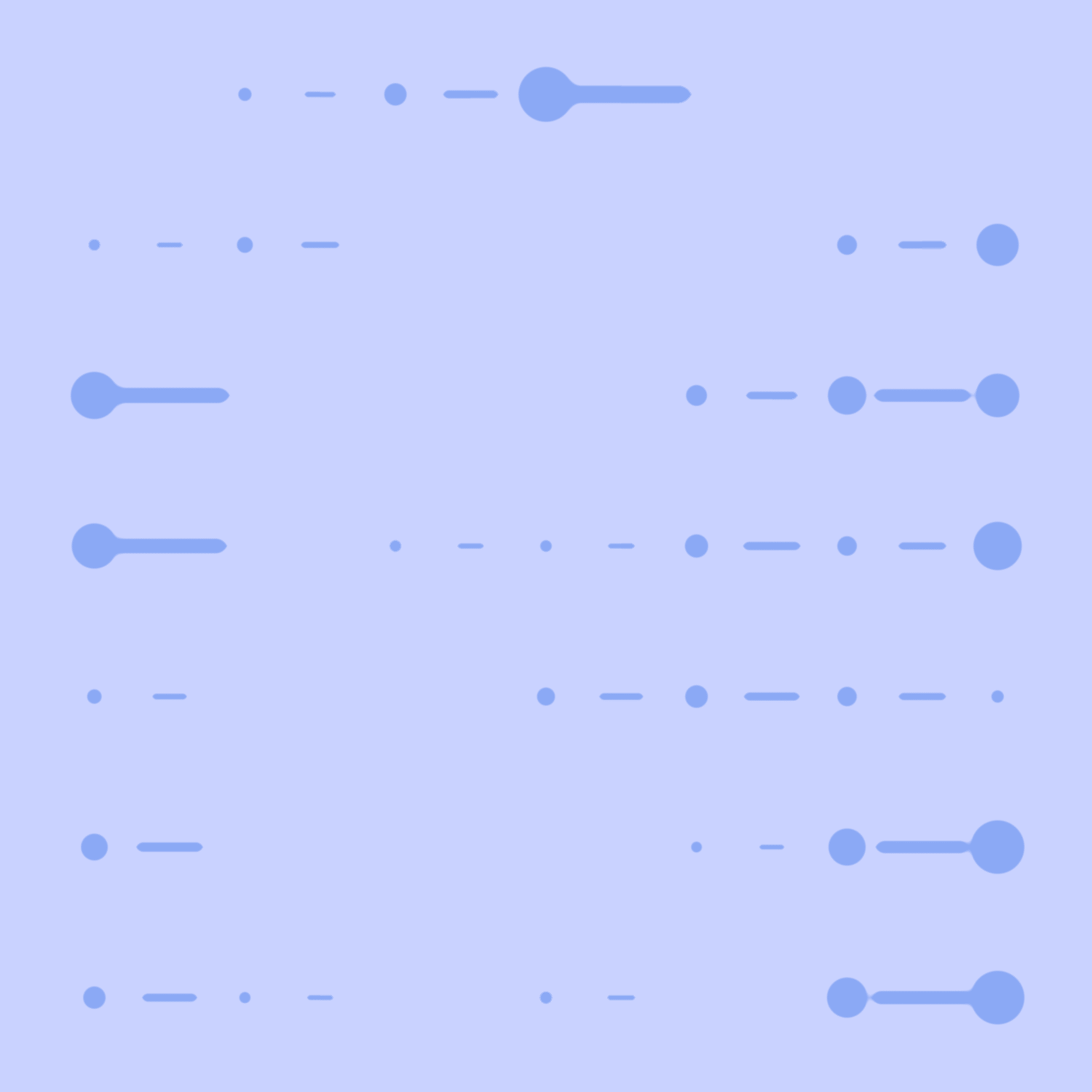 Minimalist abstract image of Lauren Alexander, featuring blue circles and lines of varying lengths on a light blue background.