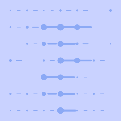 Abstract pattern of horizontal lines and circles in various sizes on a light purple background, inspired by Heather Lair’s distinctive style.